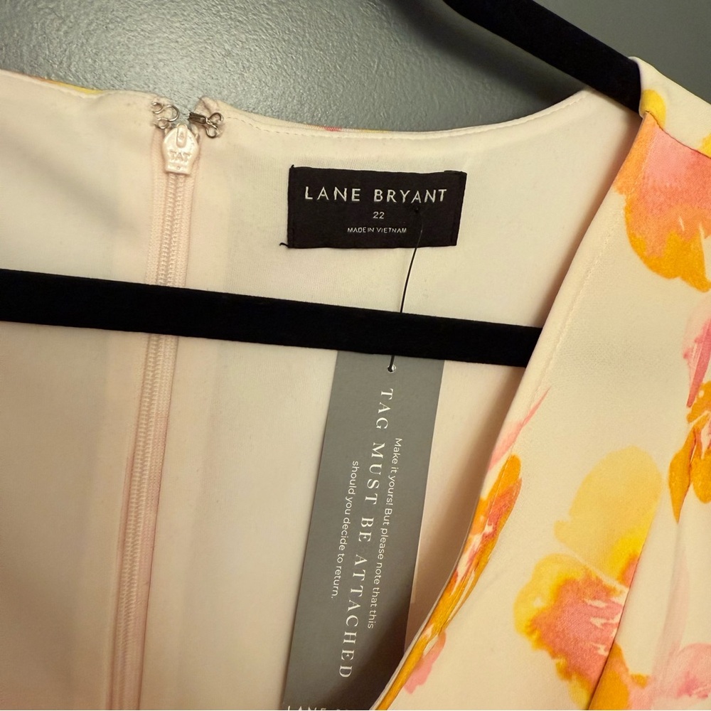 Lane Bryant Cream Midi Dress with Yellow & Pink Floral Print - Picture 6 of 9